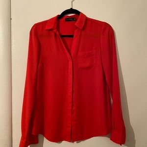 Orange button up blouse